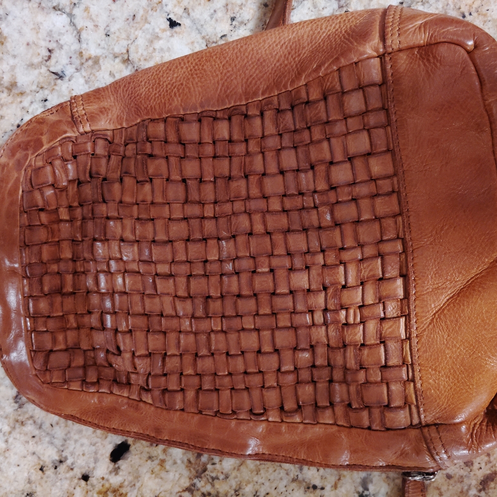 Brown Woven Leather Crossbody Bag